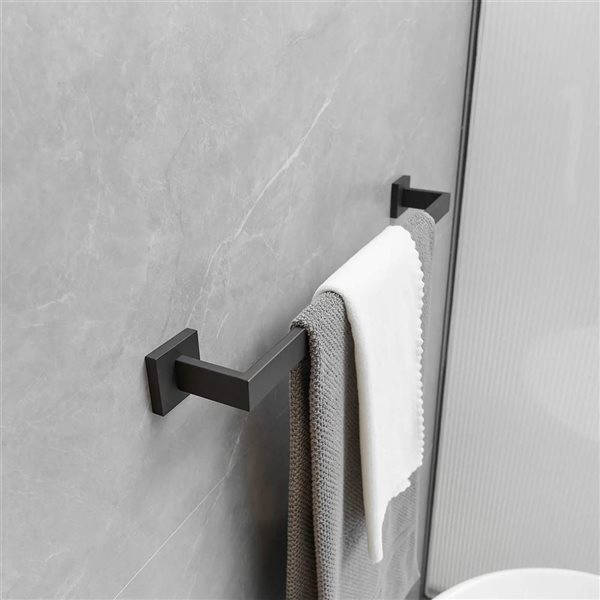 BWE 4-Piece Bath Hardware Set  Towel Bar Hand Towel Holder Toilet Paper Holder Towel Hook in Matte Black