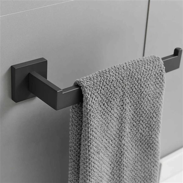 BWE 4-Piece Bath Hardware Set  Towel Bar Hand Towel Holder Toilet Paper Holder Towel Hook in Matte Black