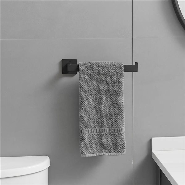 BWE 4-Piece Bath Hardware Set  Towel Bar Hand Towel Holder Toilet Paper Holder Towel Hook in Matte Black