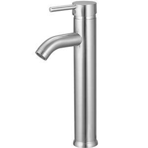 BWE Single Hole Single Handle Bathroom Vessel Sink Faucet With Drain Assembly in Brushed Nickel