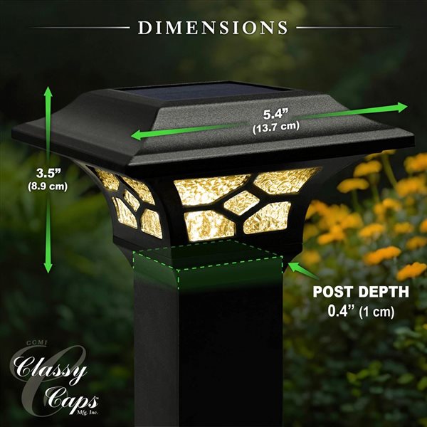 Classy Caps Kingston Black Dual Lighted Solar Post Cap