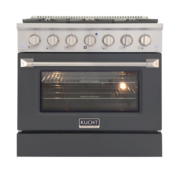 Cuisinière biénergie à gaz propane et four à convection KUCHT 36 po 5,2 pi³, acier inoxydable/bleu clair