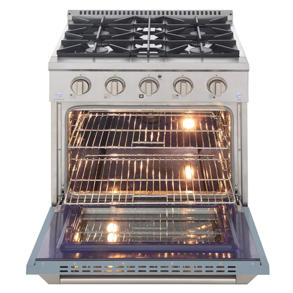 Cuisinière biénergie à gaz propane et four à convection KUCHT 30 po 4,2 pi³, acier inoxydable/bleu clair