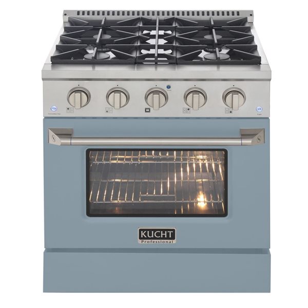 KUCHT 30-in 4.2 ft³ Propane Gas Dual Fuel Range and Convection Oven - Stainless Steel/Light Blue