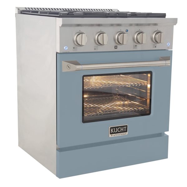 KUCHT 30-in 4.2 ft³ Propane Gas Dual Fuel Range and Convection Oven - Stainless Steel/Light Blue