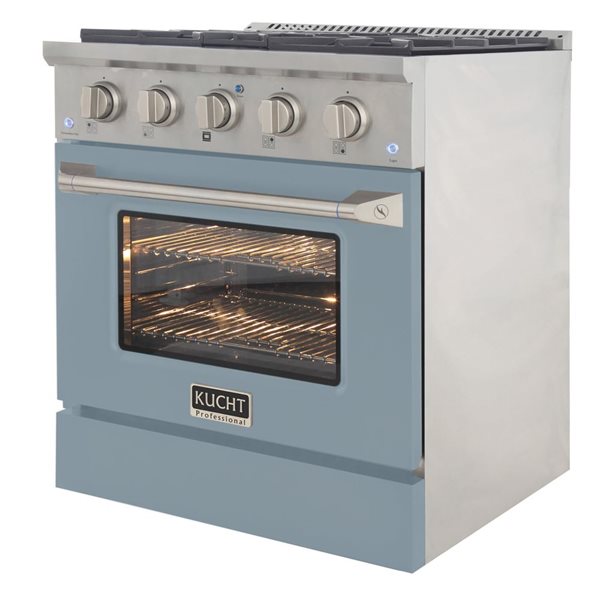 KUCHT 30-in 4.2 ft³ Propane Gas Dual Fuel Range and Convection Oven - Stainless Steel/Light Blue