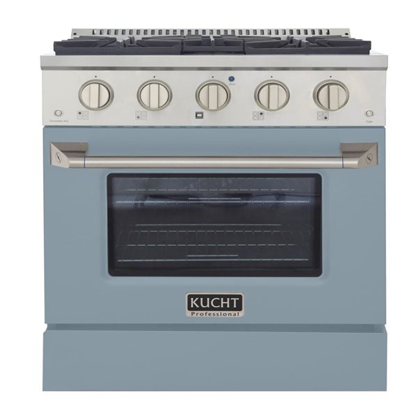 KUCHT 30-in 4.2 ft³ Propane Gas Dual Fuel Range and Convection Oven - Stainless Steel/Light Blue