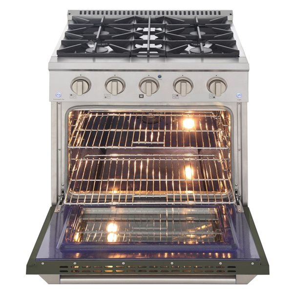 Cuisinière biénergie à gaz propane et four à convection KUCHT 30 po 4,2 pi³, acier inoxydable/vert olive