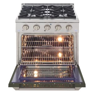 Cuisinière biénergie à gaz propane et four à convection KUCHT 30 po 4,2 pi³, acier inoxydable/vert olive