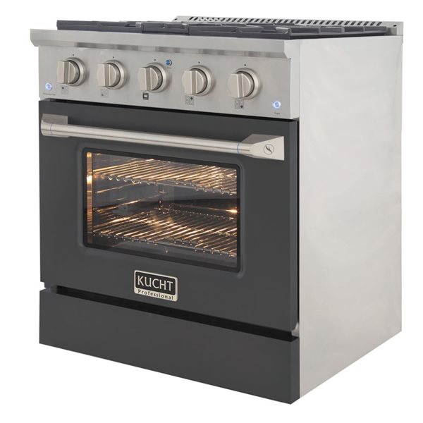 KUCHT 30-in 4.2 ft³ Propane Gas Dual Fuel Range and Convection Oven - Stainless Steel/Cement Grey