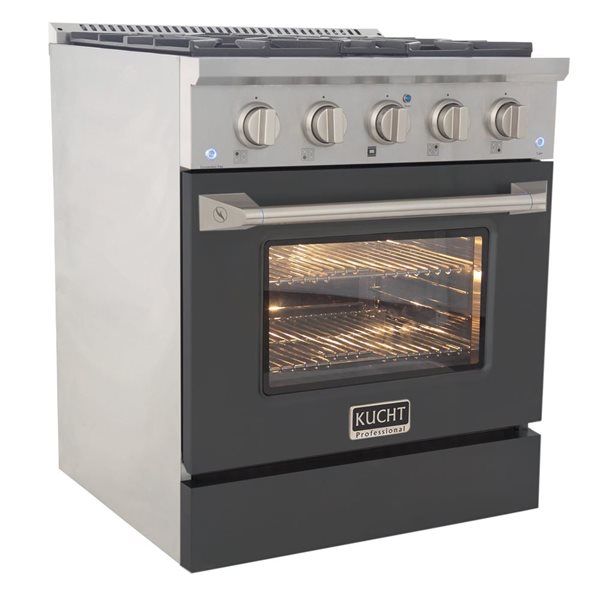 KUCHT 30-in 4.2 ft³ Propane Gas Dual Fuel Range and Convection Oven - Stainless Steel/Cement Grey