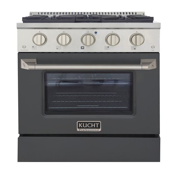 KUCHT 30-in 4.2 ft³ Propane Gas Dual Fuel Range and Convection Oven - Stainless Steel/Cement Grey