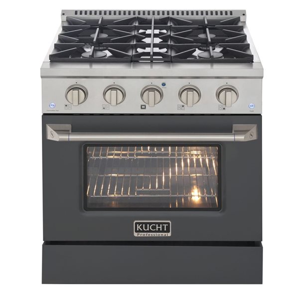 KUCHT 30-in 4.2 ft³ Natural Gas Dual Fuel Range and Convection Oven - Stainless Steel/Cement Grey