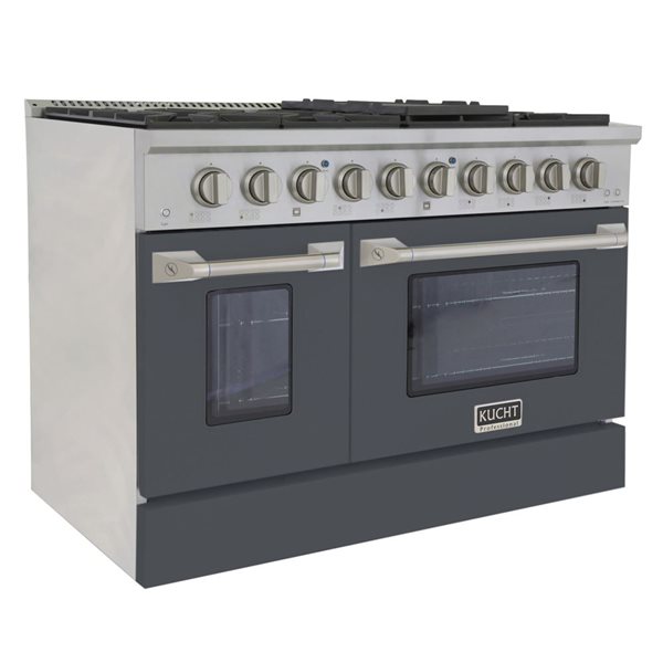 KUCHT 48-in 6.7 ft³ Natural Gas Double Oven Dual Fuel Range with with Grey Oven Doors