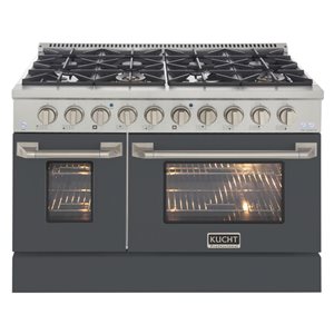 KUCHT 48-in 6.7 ft³ Propane Gas Double Oven Dual Fuel Range with Cement Grey Oven Door