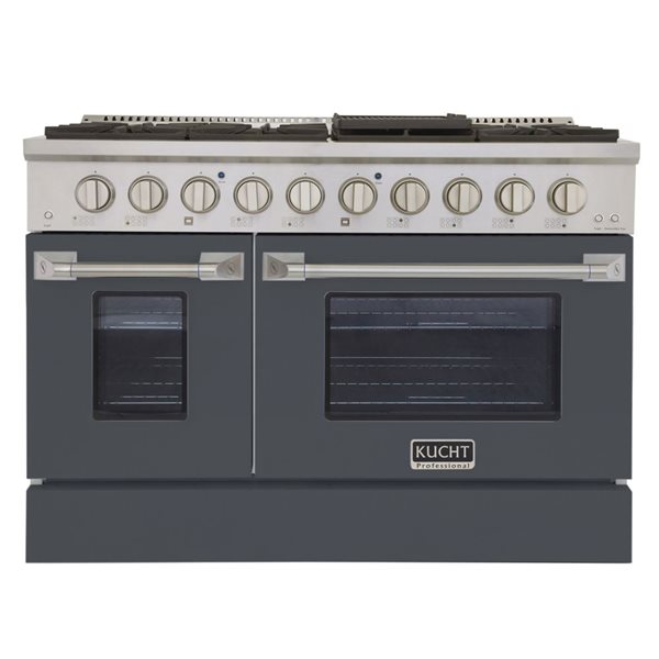 KUCHT 48-in 6.7 ft³ Propane Gas Double Oven Dual Fuel Range with Cement Grey Oven Door