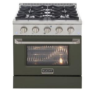 KUCHT 30-in 4.2 ft³ Natural Gas Range w/ Sealed Burners and Convection Oven - Stainless Steel/Olive Green Finish