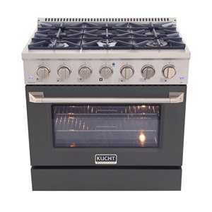 KUCHT 36-in 5.2 ft³ Natural Gas Dual Fuel Range and Convection Oven - Stainless Steel/Cement Grey