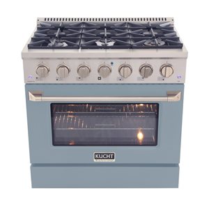 KUCHT 36-in 5.2 ft³ Propane Gas Range w/ Sealed Burners and Convection Oven - Stainless Steel/Light Blue Finish