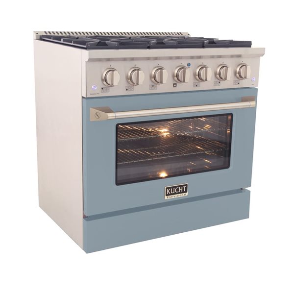 KUCHT 36-in 5.2 ft³ Natural Gas Dual Fuel Range and Convection Oven - Stainless Steel/Light Blue