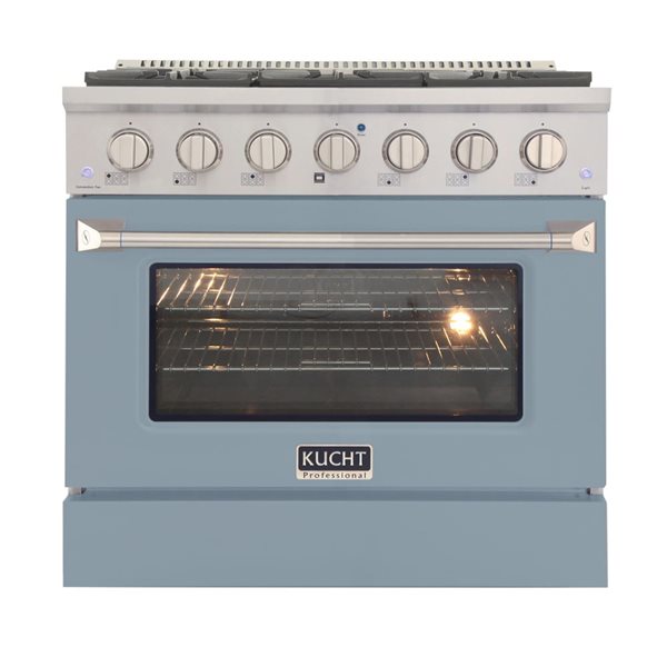 KUCHT 36-in 5.2 ft³ Natural Gas Dual Fuel Range and Convection Oven - Stainless Steel/Light Blue