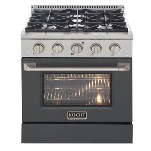 Cuisinière au gaz naturel et four à convection avec brûleurs scellés KUCHT 30 po 4,2 pi³, fini acier inoxydable/gris béton