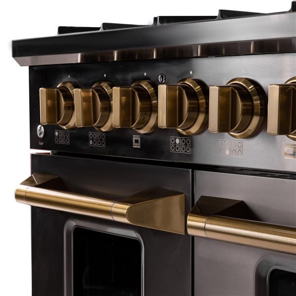 Cuisinière 2 fours au propane Gemstone KUCHT 48 po 6,7 pi³ brûleurs scellés/1 four convection, acier inoxydable titane