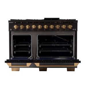 Cuisinière 2 fours au propane Gemstone KUCHT 48 po 6,7 pi³ brûleurs scellés/1 four convection, acier inoxydable titane