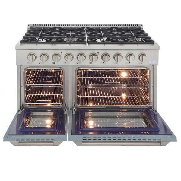 Cuisinière biénrgie à 2 fours au propane KUCHT 48 po 6,7 pi³ avec porte de four bleu clair