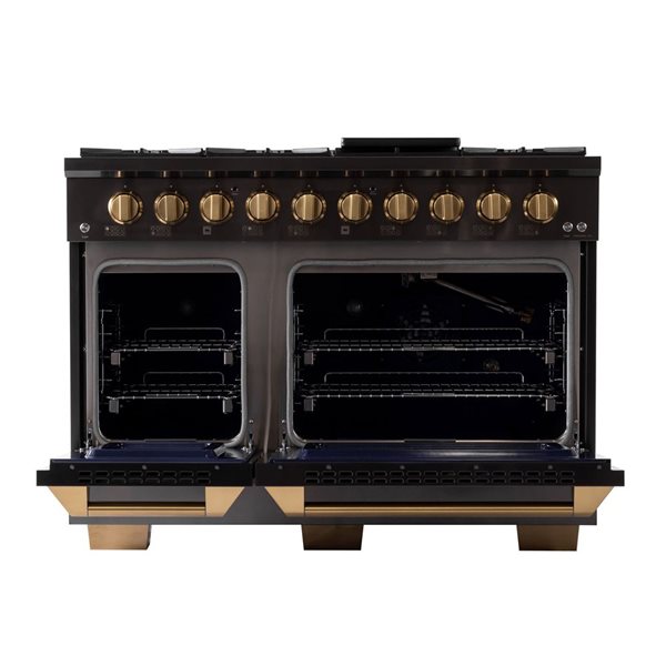 Cuisinière 2 fours à gaz naturel Gemstone KUCHT 48 po 6,7 pi³ brûleurs scellés/1 four convection, acier inoxydable