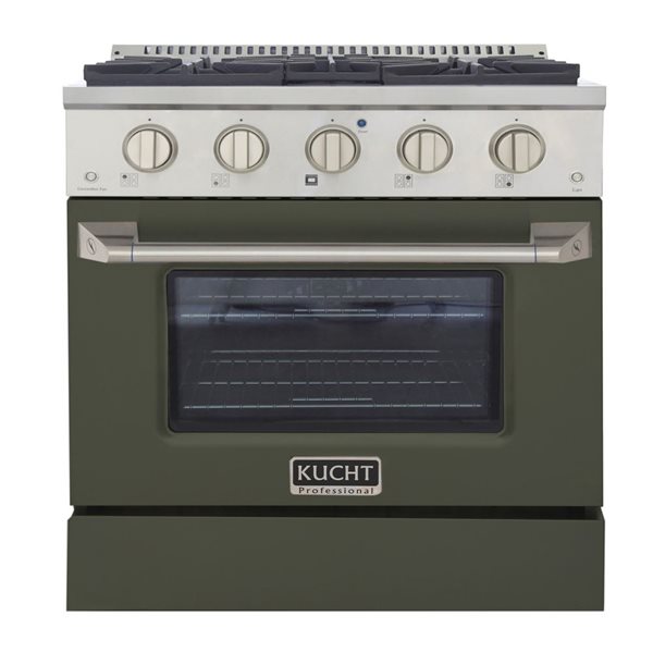 KUCHT 30-in 4.2 ft³ Natural Gas Dual Fuel Range and Convection Oven - Stainless Steel/Olive Green