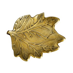 Nearly Natural 10-in L Gold Aluminum Decorative Leaf-Shaped Tray