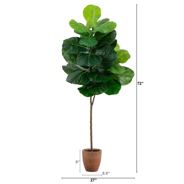 Nearly Natural 6-ft Green Artificial Fiddle Leaf Tree