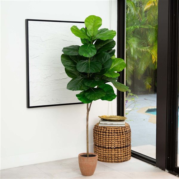 Nearly Natural 6-ft Green Artificial Fiddle Leaf Tree