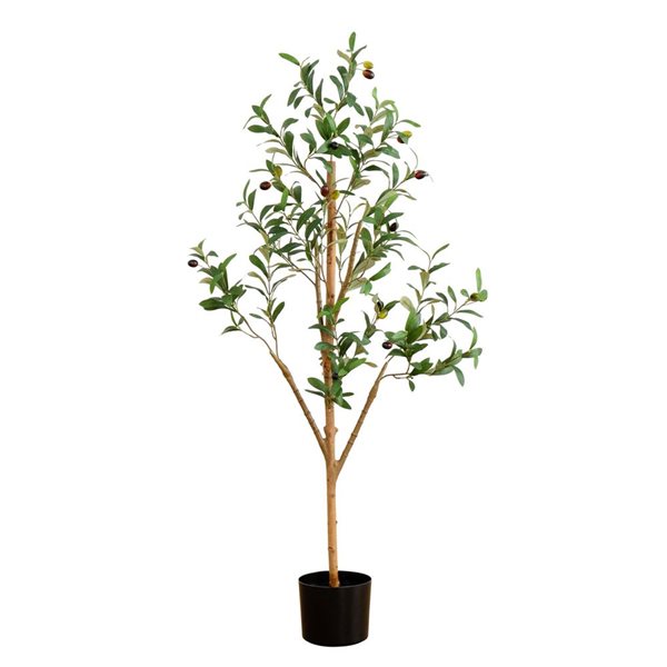 Nearly Natural 4-ft H Green Artificial Olive Tree w/ Natural Trunk