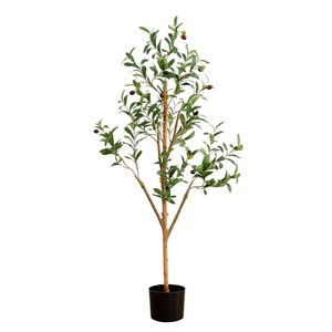 Nearly Natural 4-ft H Green Artificial Olive Tree w/ Natural Trunk