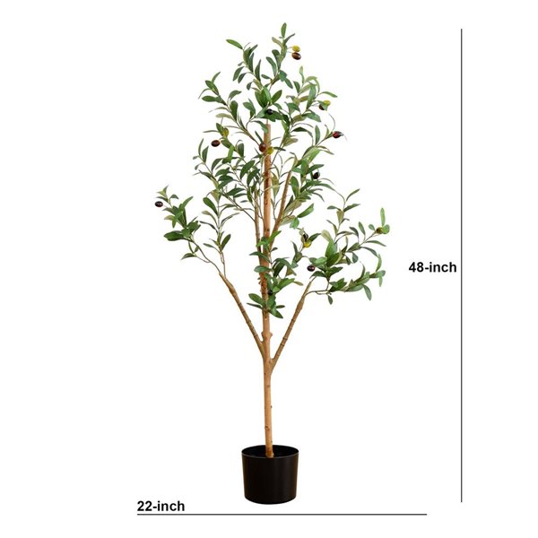 Nearly Natural 4-ft H Green Artificial Olive Tree w/ Natural Trunk