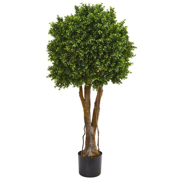 Nearly Natural 46-in H Green Artificial Boxwood Topiary Tree