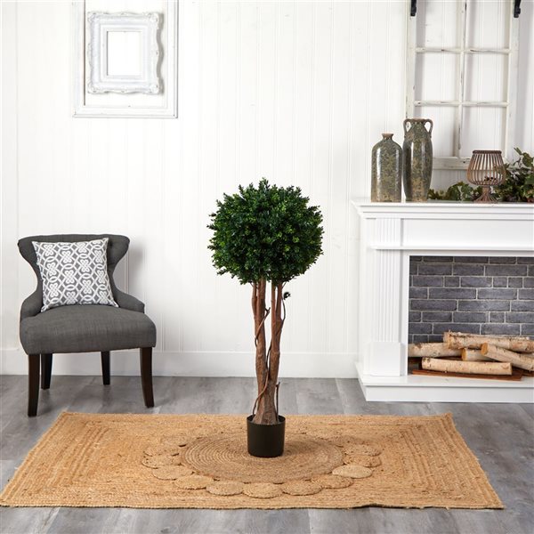 Nearly Natural 46-in H Green Artificial Boxwood Topiary Tree