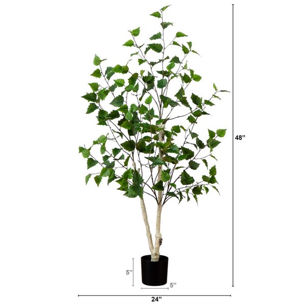 Nearly Natural 4-ft H Green Artificial Birch Tree w/ Realistic Touch Leaves