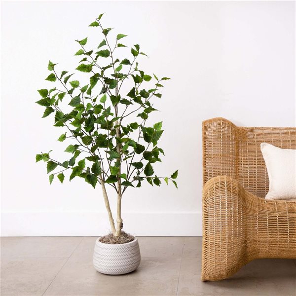 Nearly Natural 4-ft H Green Artificial Birch Tree w/ Realistic Touch Leaves