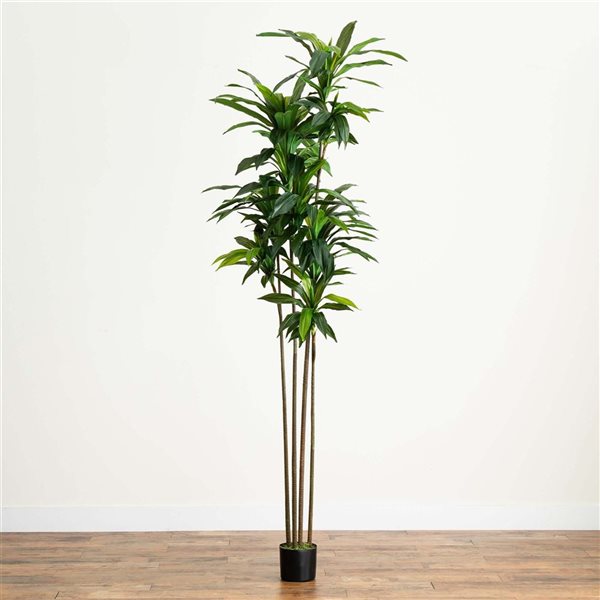 Nearly Natural 8-ft H Green Artificial Dracaena Tree w/ Realistic Touch Leaves