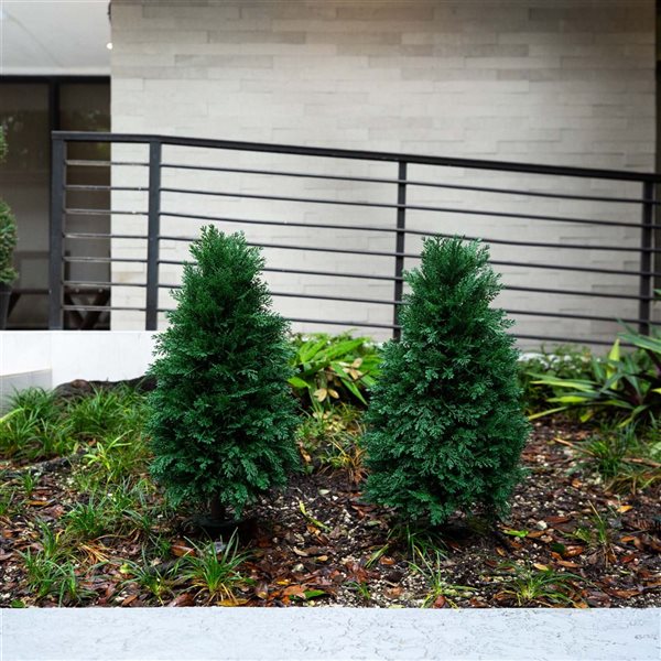 Nearly Natural 2.5-ft H Green Artificial Cedar Plants w/ Ground Stake - Set of 2