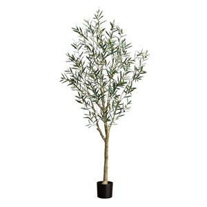 Nearly Natural 7-ft H Green Artificial Greco Olive Tree