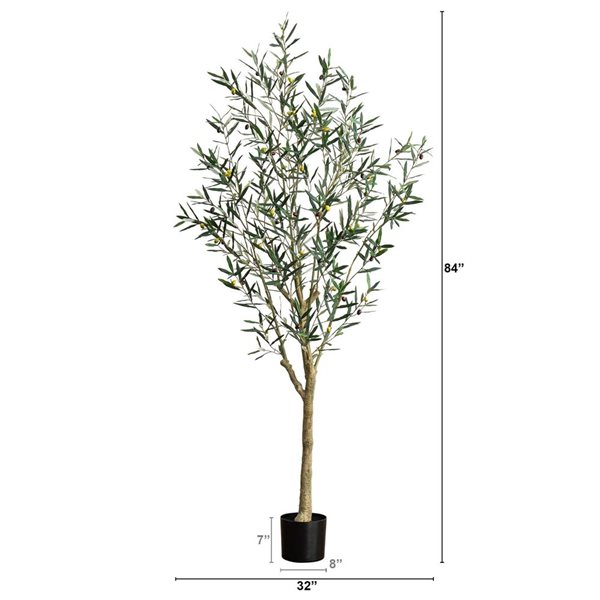 Nearly Natural 7-ft H Green Artificial Greco Olive Tree
