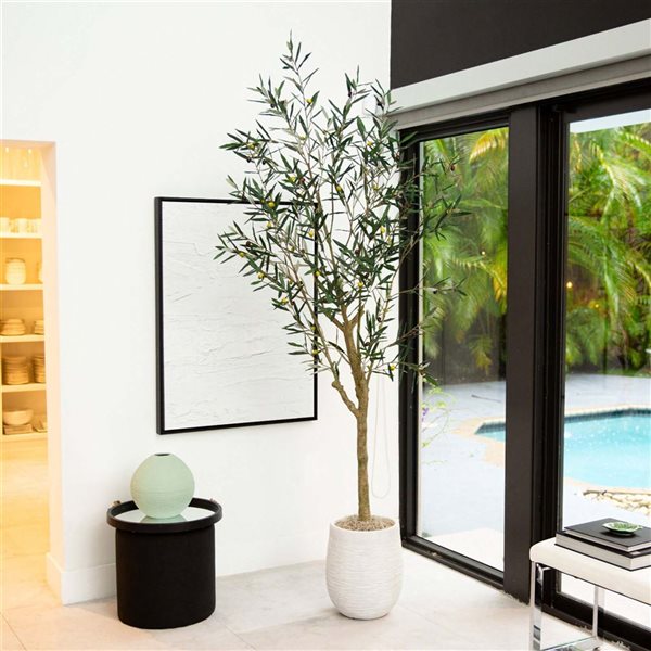 Nearly Natural 7-ft H Green Artificial Greco Olive Tree