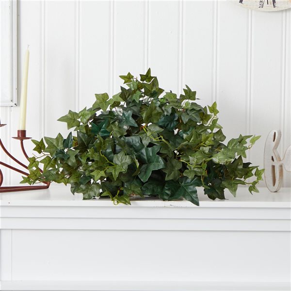 Nearly Natural 12-in H Green Artificial Silk Ivy Ledge Plant