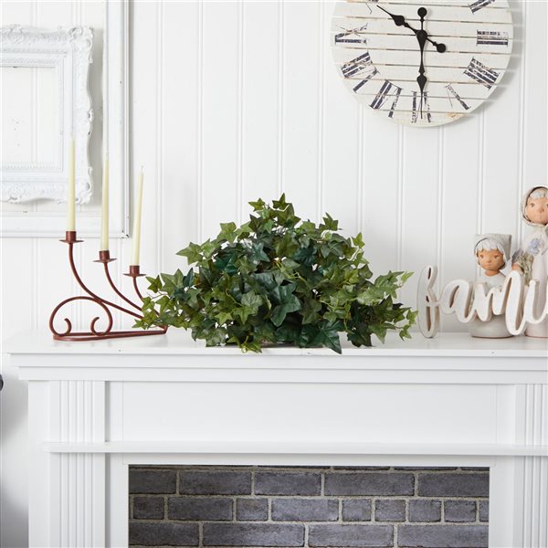 Nearly Natural 12-in H Green Artificial Silk Ivy Ledge Plant