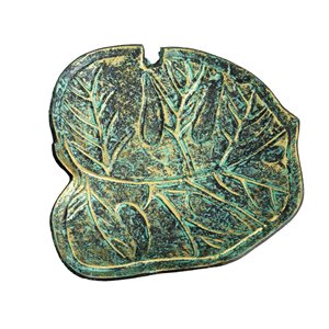 Nearly Natural 10-in L Green/Gold Aluminum Decorative Leaf-Shaped Tray