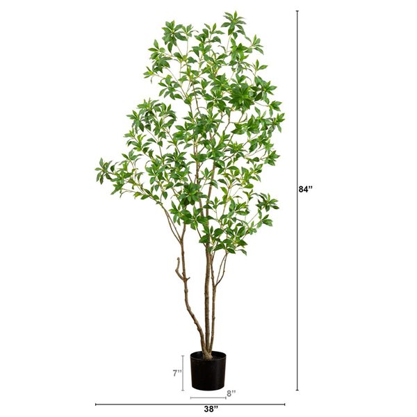 Nearly Natural 7-ft H Green Artificial Minimalist Japanese Pieris Tree w/ Realistic Touch Leaves